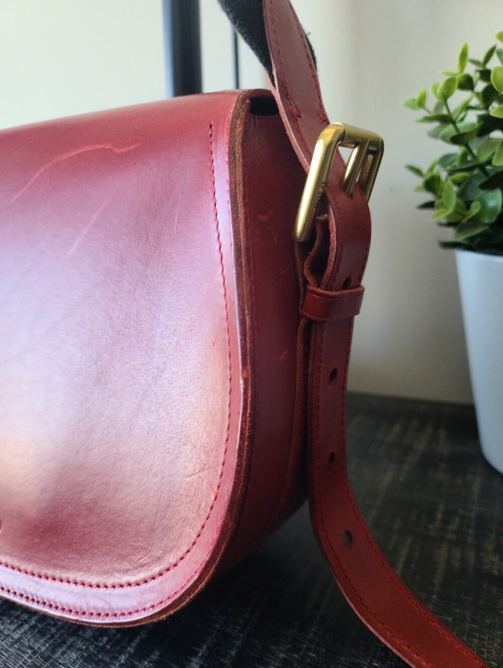 Polo Ralph Lauren Red Leather Saddle Bag - Picture 9 of 14